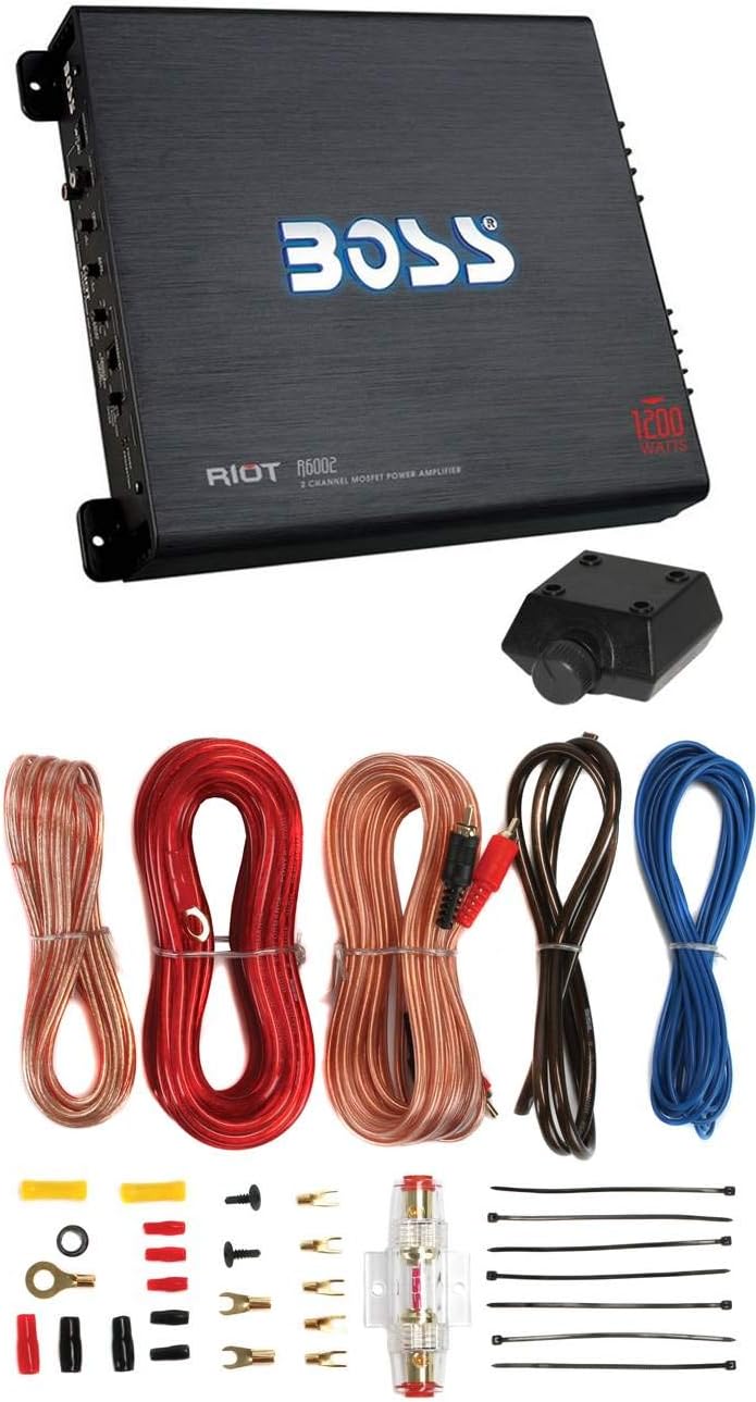 1200W 2-Channel Car Audio Amplifier with 8 Gauge Amp Kit S472