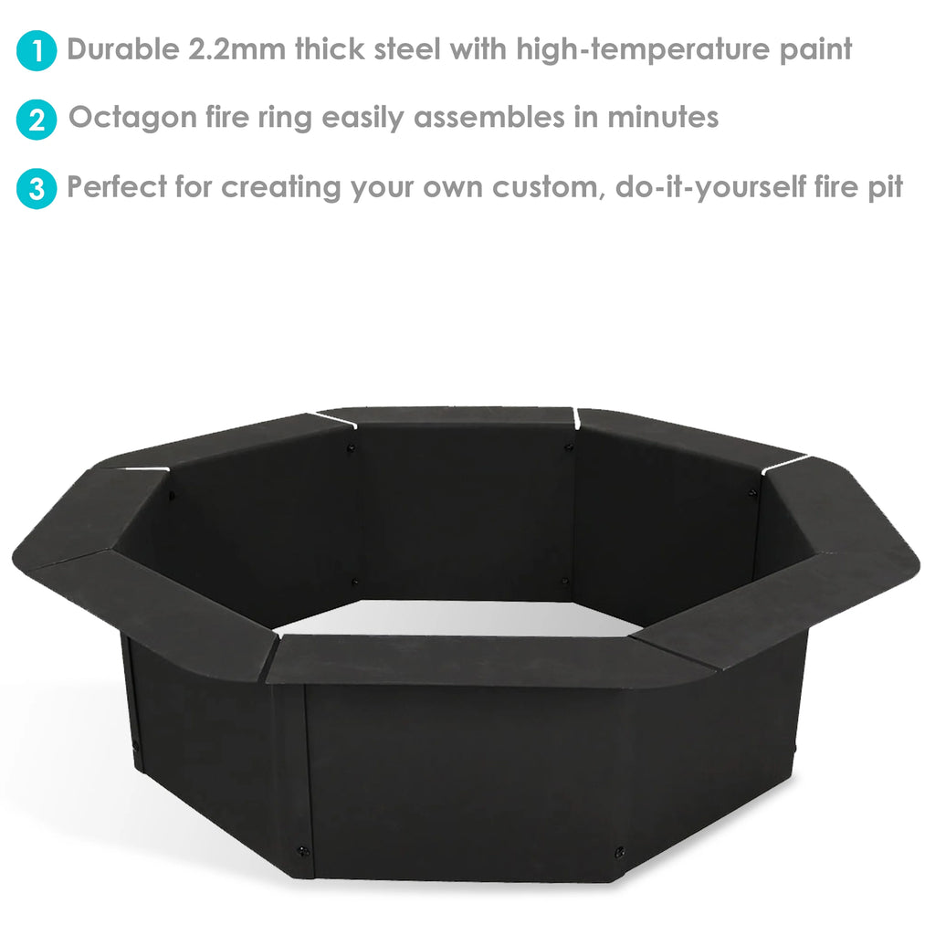 Octagon Heavy-Duty Steel Fire Pit Ring - 30" Inside Diameter O9156