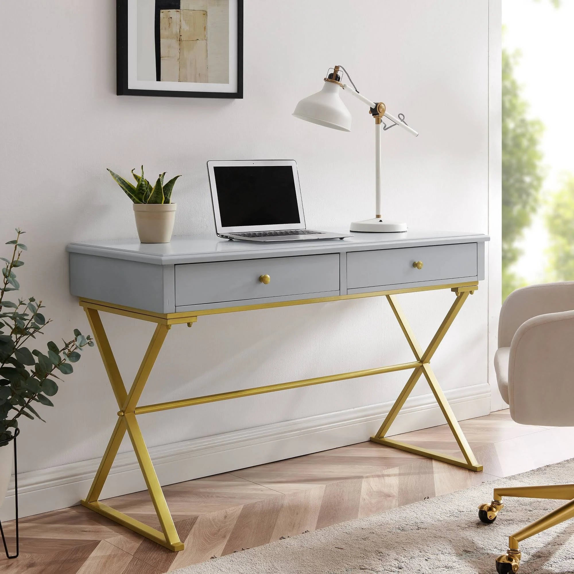 Grey 2 Drawer Desk E95401