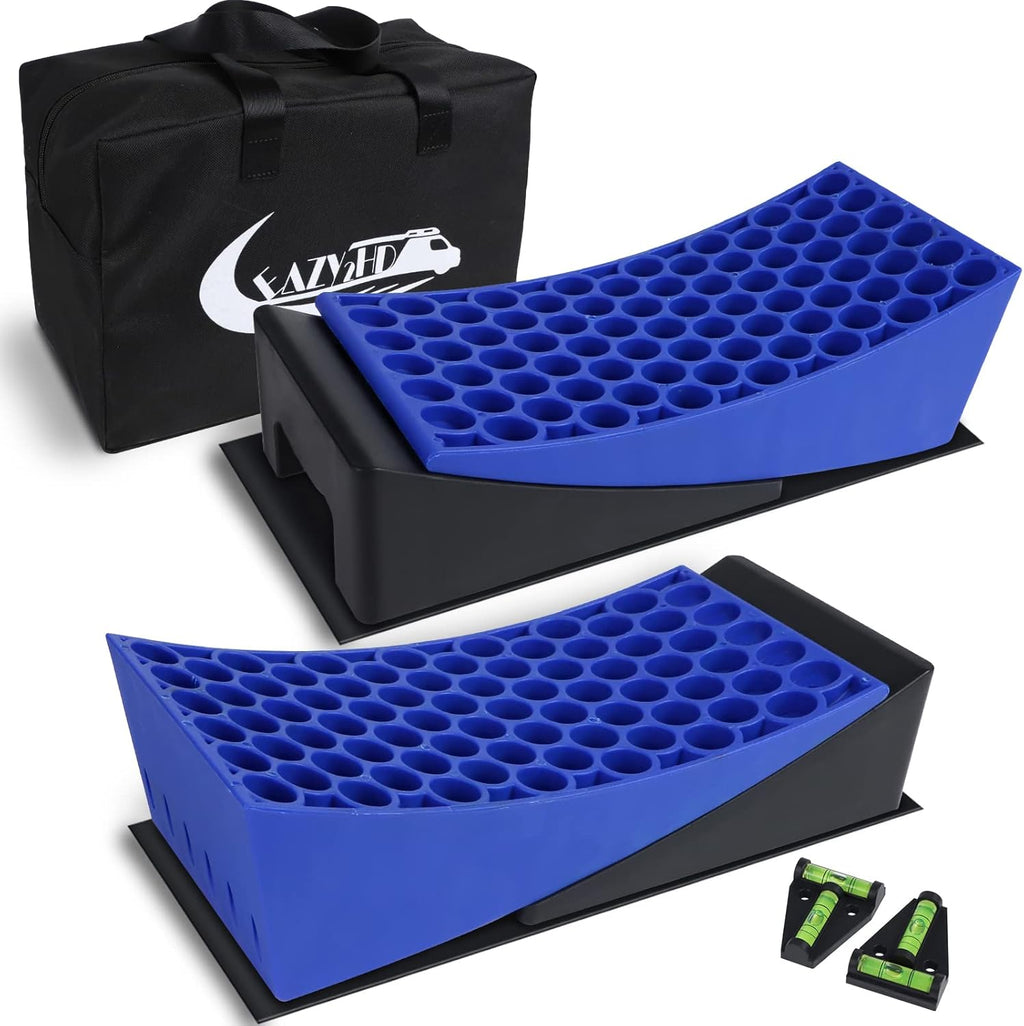 Camper Leveler Kit 2 Pacs with Two Curved Levelers, Two Chocks, and Two Rubber Grip Mats T8903