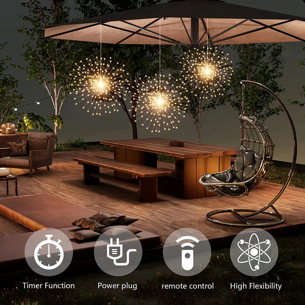 3 Pack 600 LED Plug-in Starburst Lights, Warm White P566
