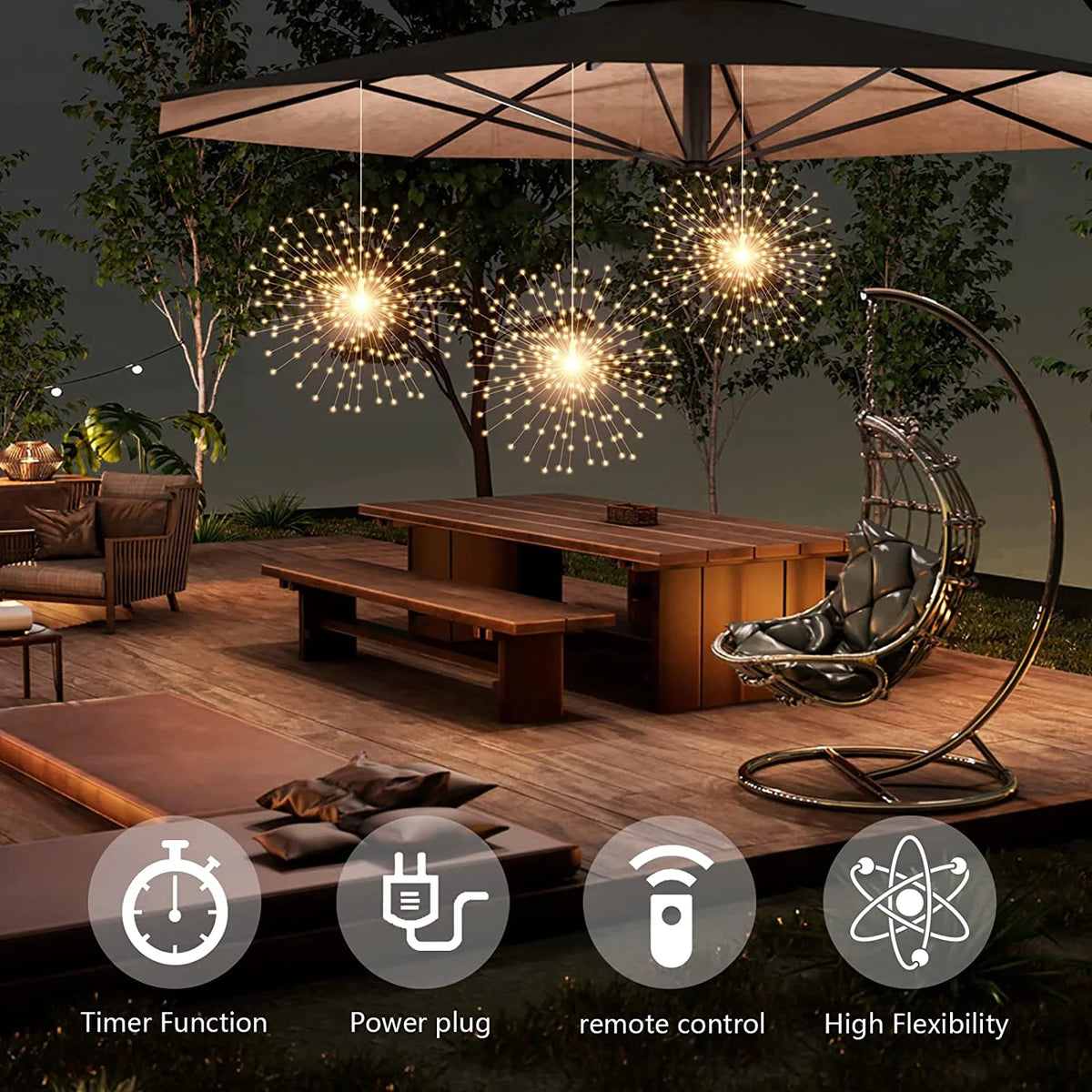 3 Pack 600 LED Plug-in Starburst Lights, Warm White P566