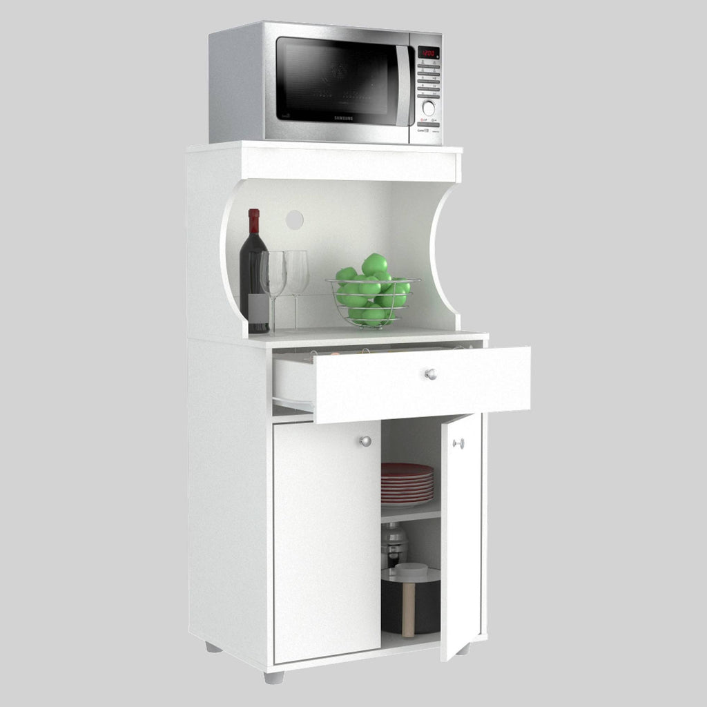White Galley Kitchen Microwave Storage Cabinet P77908