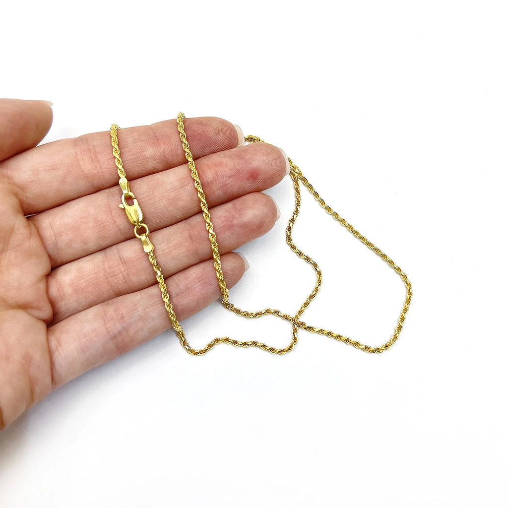 18K Yellow Gold Over Silver Rope Chain Necklace 16"-24" S745