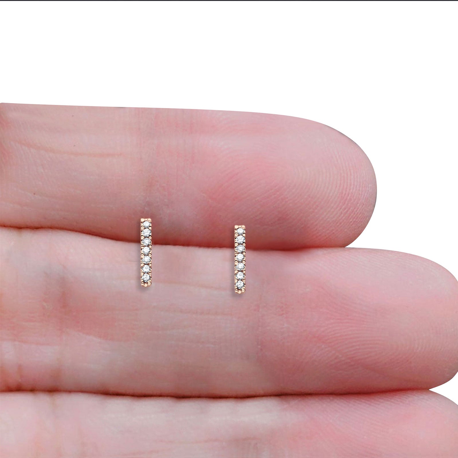 14K Rose Gold Diamond Stud Earrings With Screw Back Closure L858825