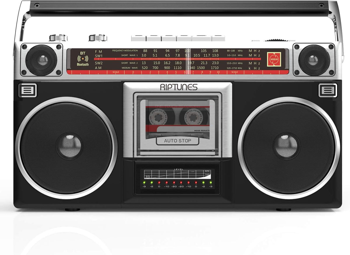 Black Retro Boombox Radio Cassette Player Recorder, Pack of 2 D6026