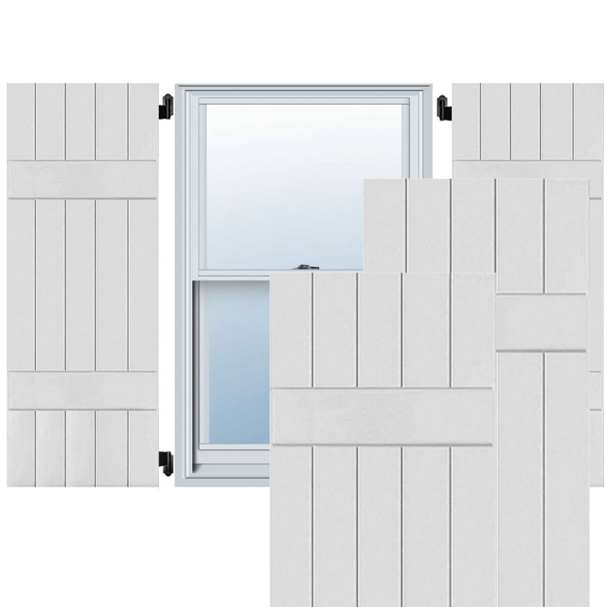 18 in. x 49 in. Primed Western Red Cedar Board and Batten Shutters Pair I1696