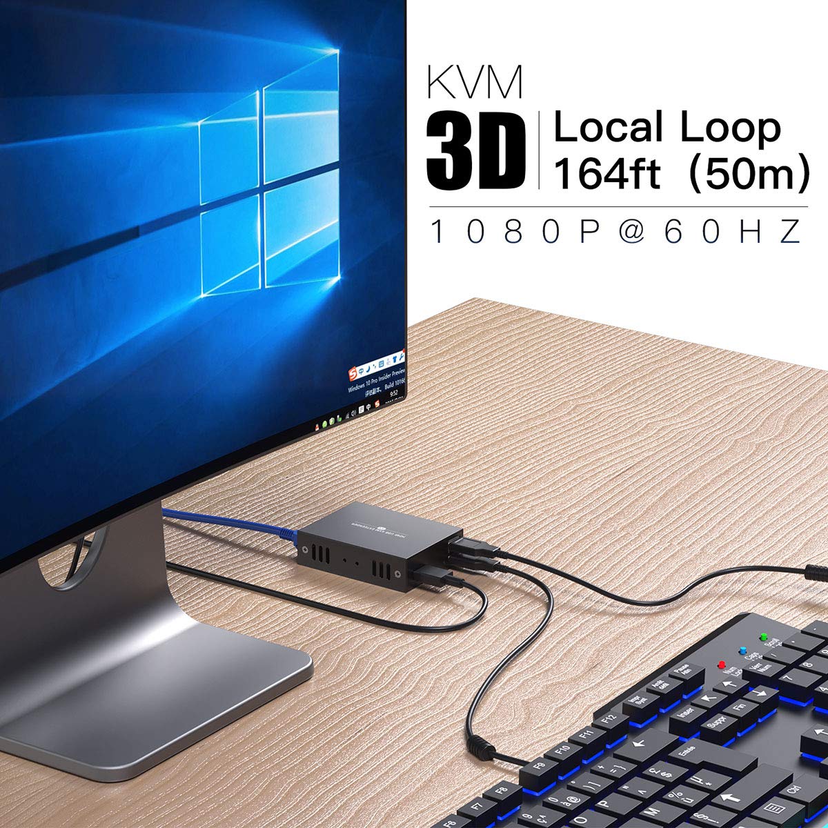 HDMI KVM USB Extender Transmit 1080p HD Video Over Cat5e/6 Ethernet Cable 50m (164ft) O132