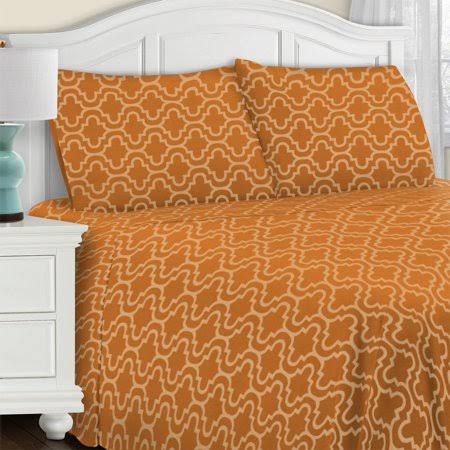 Orange 100% Cotton Flannel Full Sheet Set A598