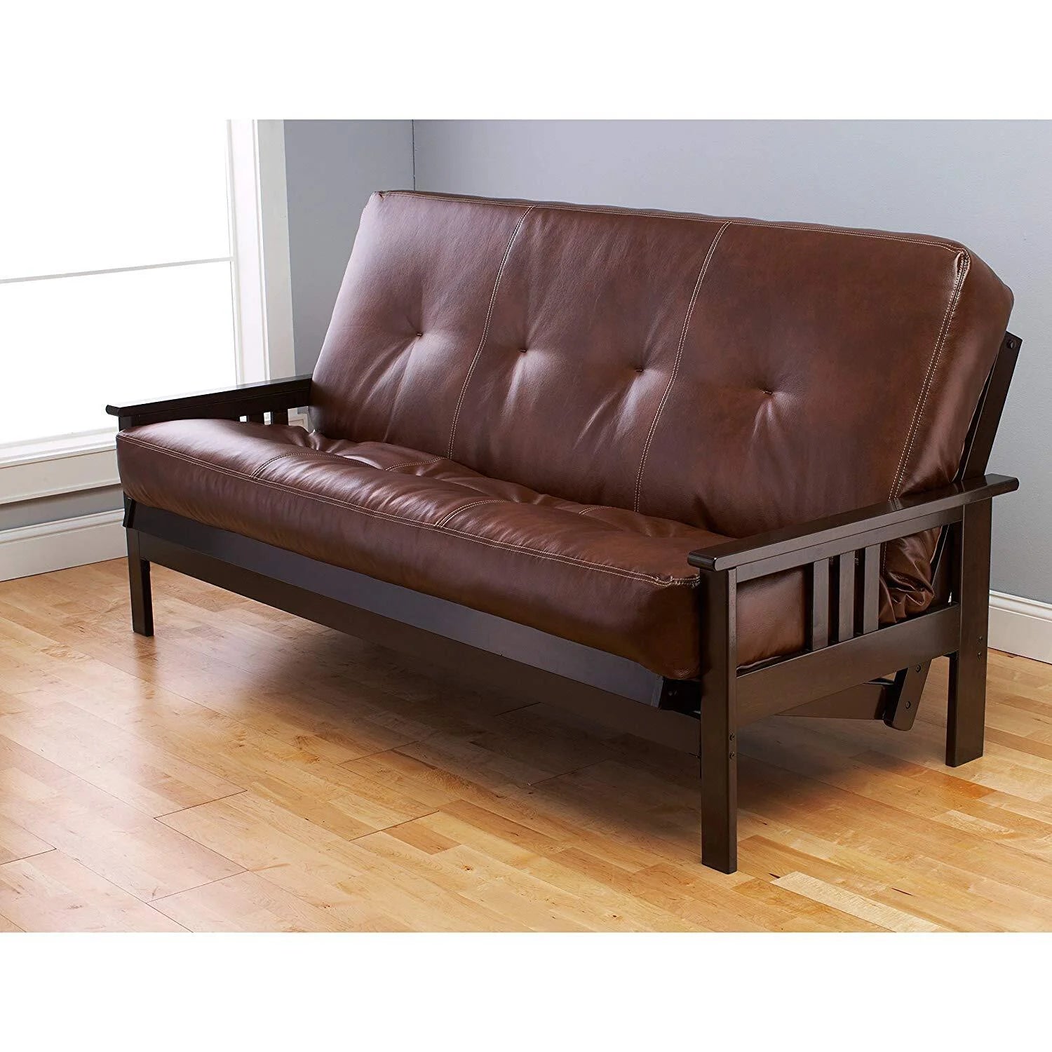Espresso Finish Futon Frame with Saddle Mattress W7060