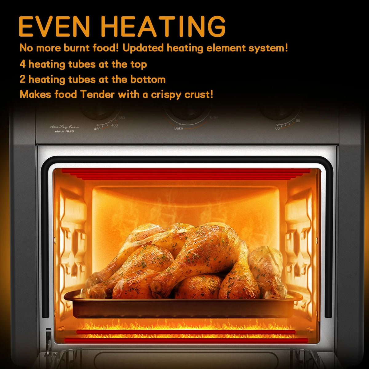 20QT 1300W 5-in-1 Air Fryer Toaster Oven Black E8519