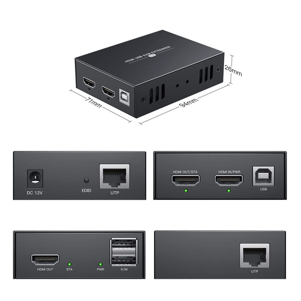 HDMI KVM USB Extender Transmit 1080p HD Video Over Cat5e/6 Ethernet Cable 50m (164ft) O132