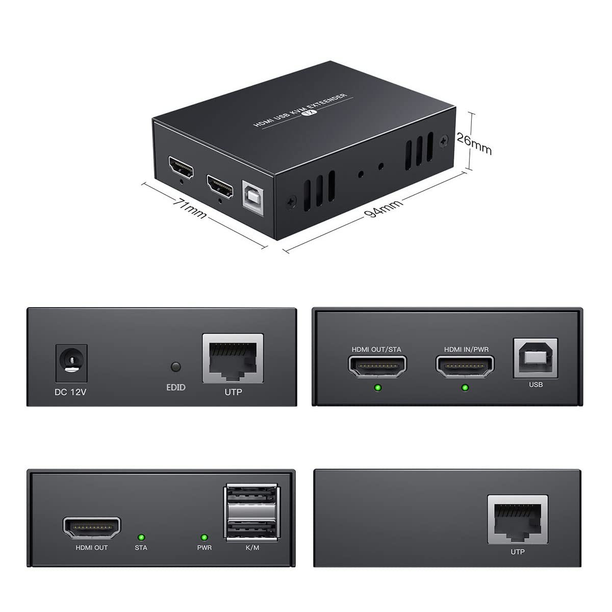 HDMI KVM USB Extender Transmit 1080p HD Video Over Cat5e/6 Ethernet Cable 50m (164ft) O132