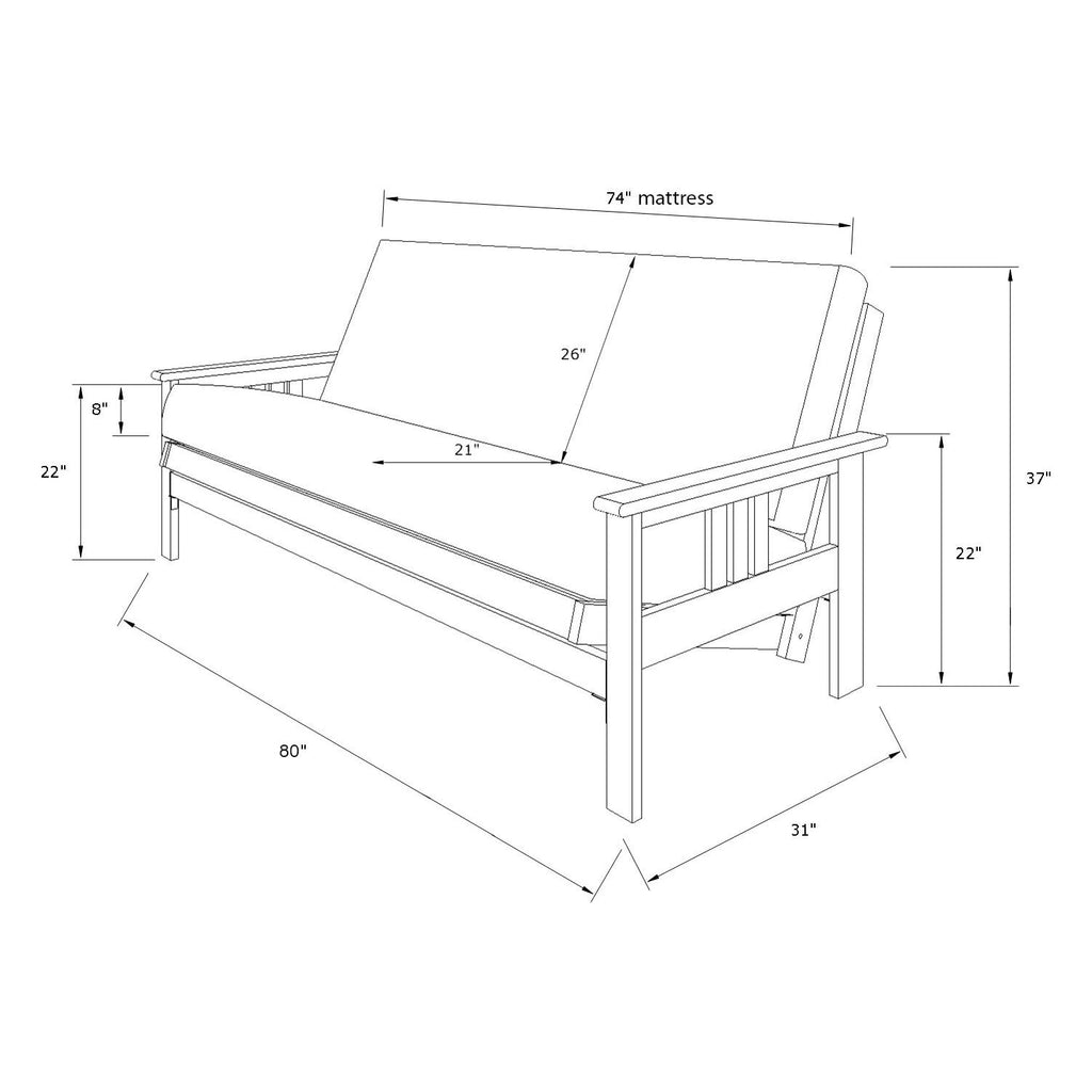 Espresso Finish Futon Frame with Saddle Mattress W7060