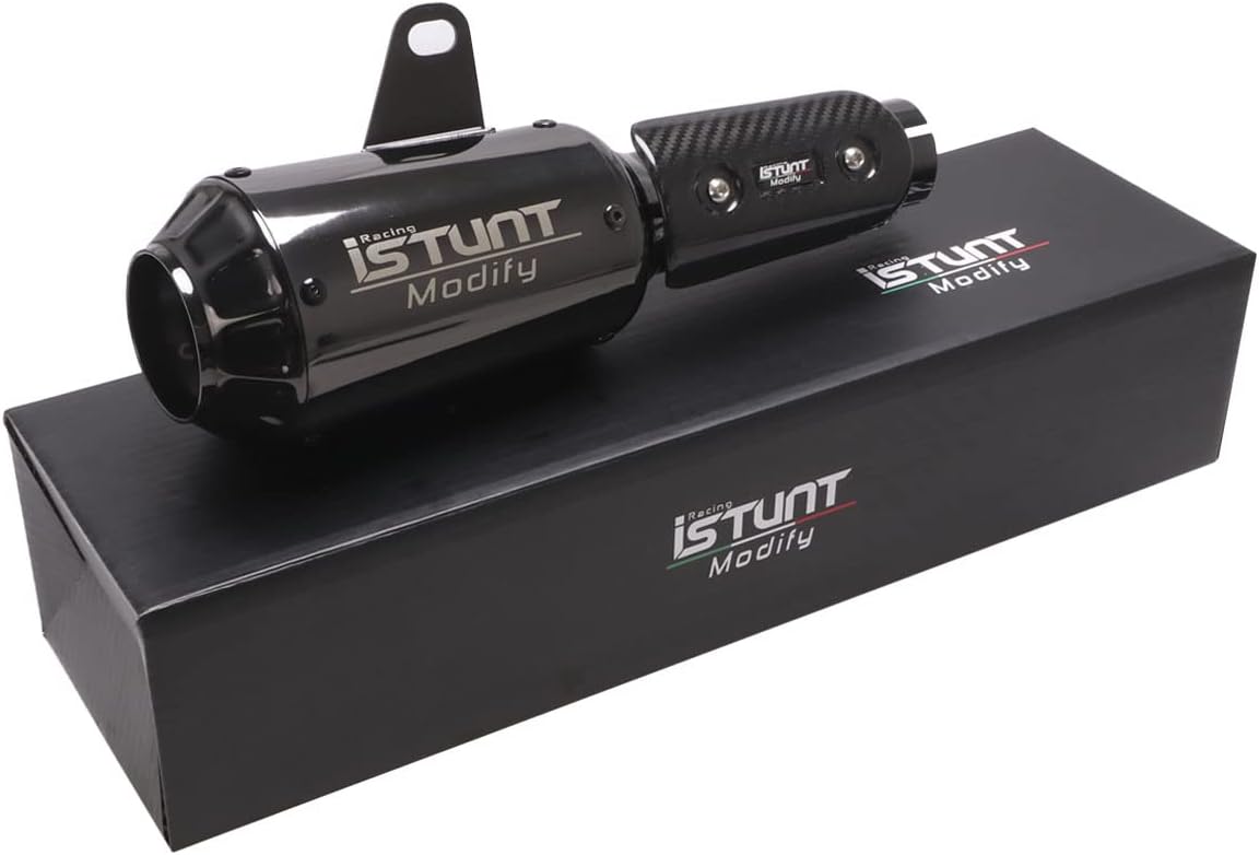 Motorcycle Exhaust System Tail Pipe Muffler Tube with Carbon Fiber Protector Heat Shield N41162
