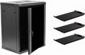 15U Wallmount Cabinet Enclosure 19-Inch Server Network Rack with Locking Glass Door Black with Shelves R291