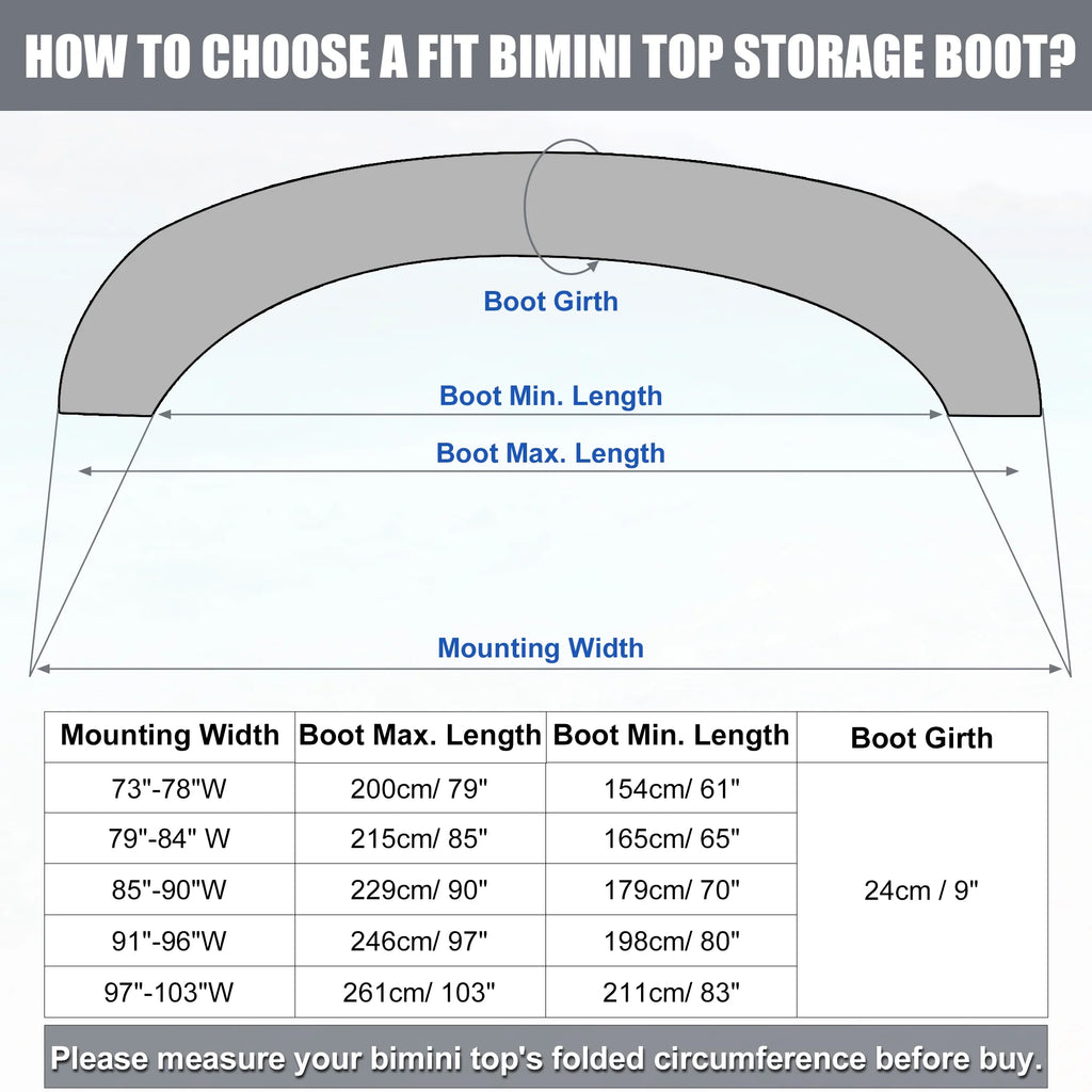 Green 600D Polyester Canvas Bimini Top Storage Boot Cover 97"-103" Width D336630