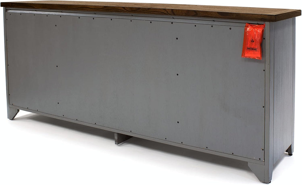 Smoky Blue 72 TV Console Entertainment Stand Wood Accent Cabinet Q883