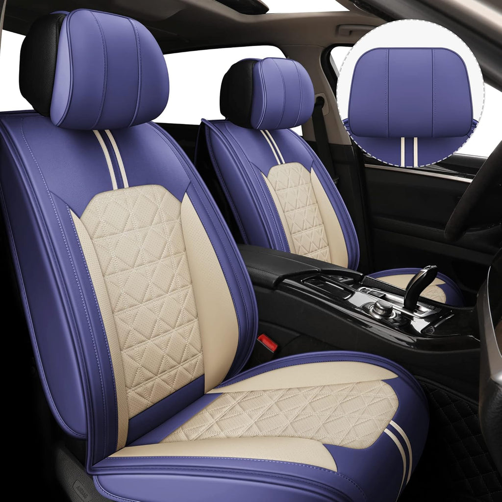 Black Green Leather Car Seat Covers Full Set A61848