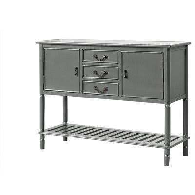 Gray Console Table with 3 Drawers, Two Cabinets and 1 Shelf Q978