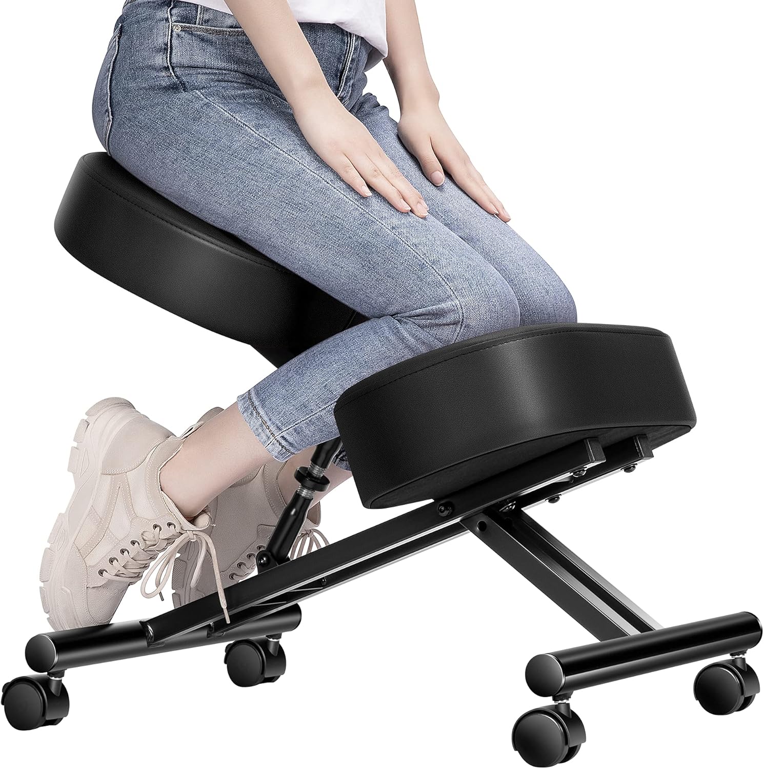 Red Ergonomic Kneeling Chair with Thick Foam Cushions T356471