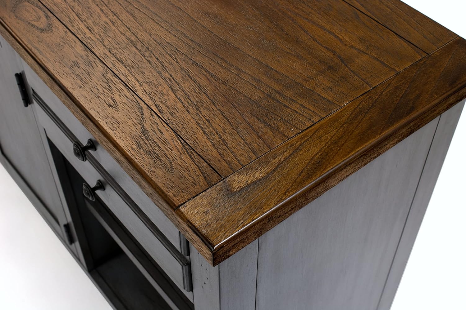Smoky Blue 72 TV Console Entertainment Stand Wood Accent Cabinet Q883