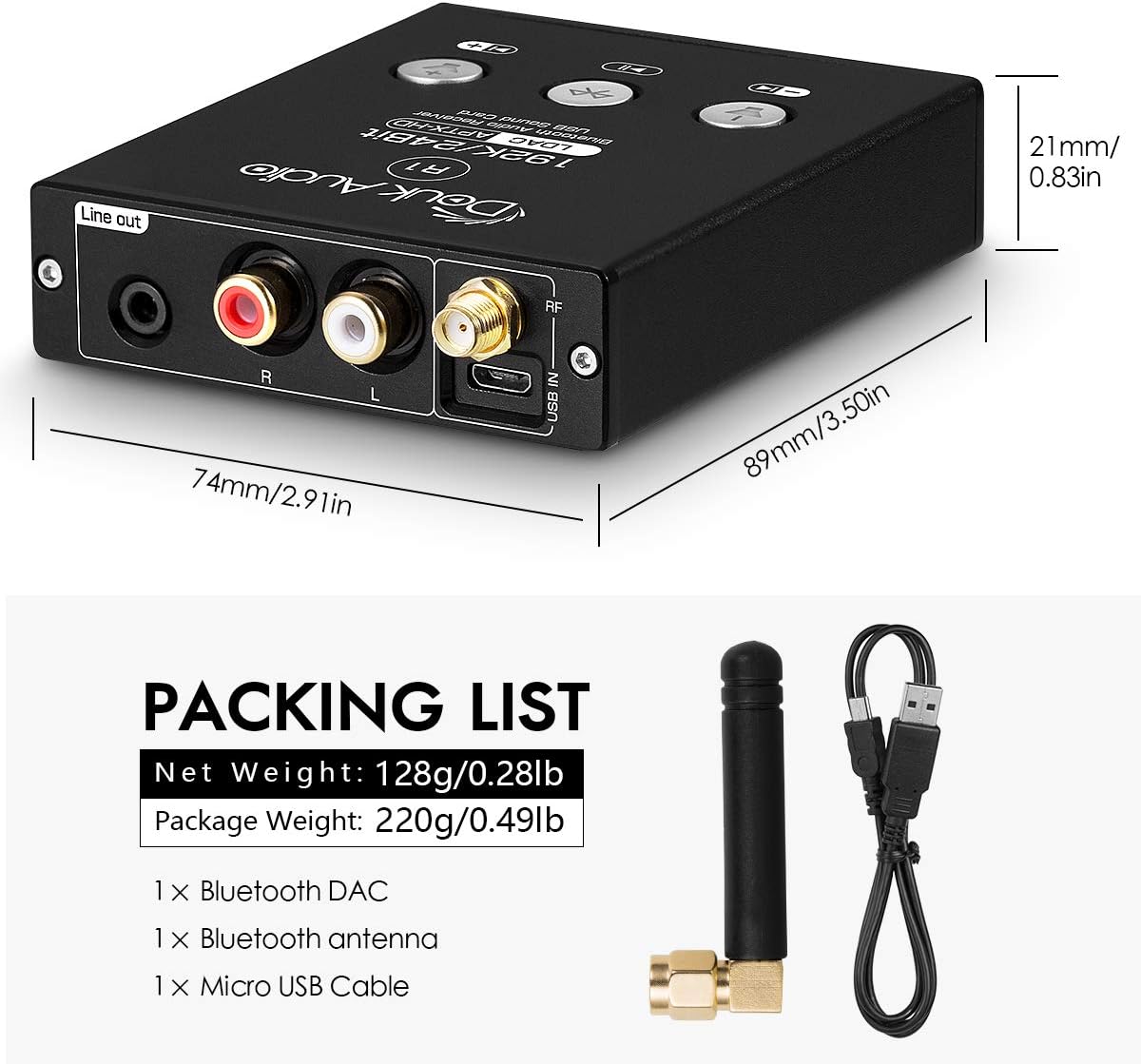 Pack of 2 Bluetooth 5.0 Stereo Receiver USB DAC Audio Adapter E266