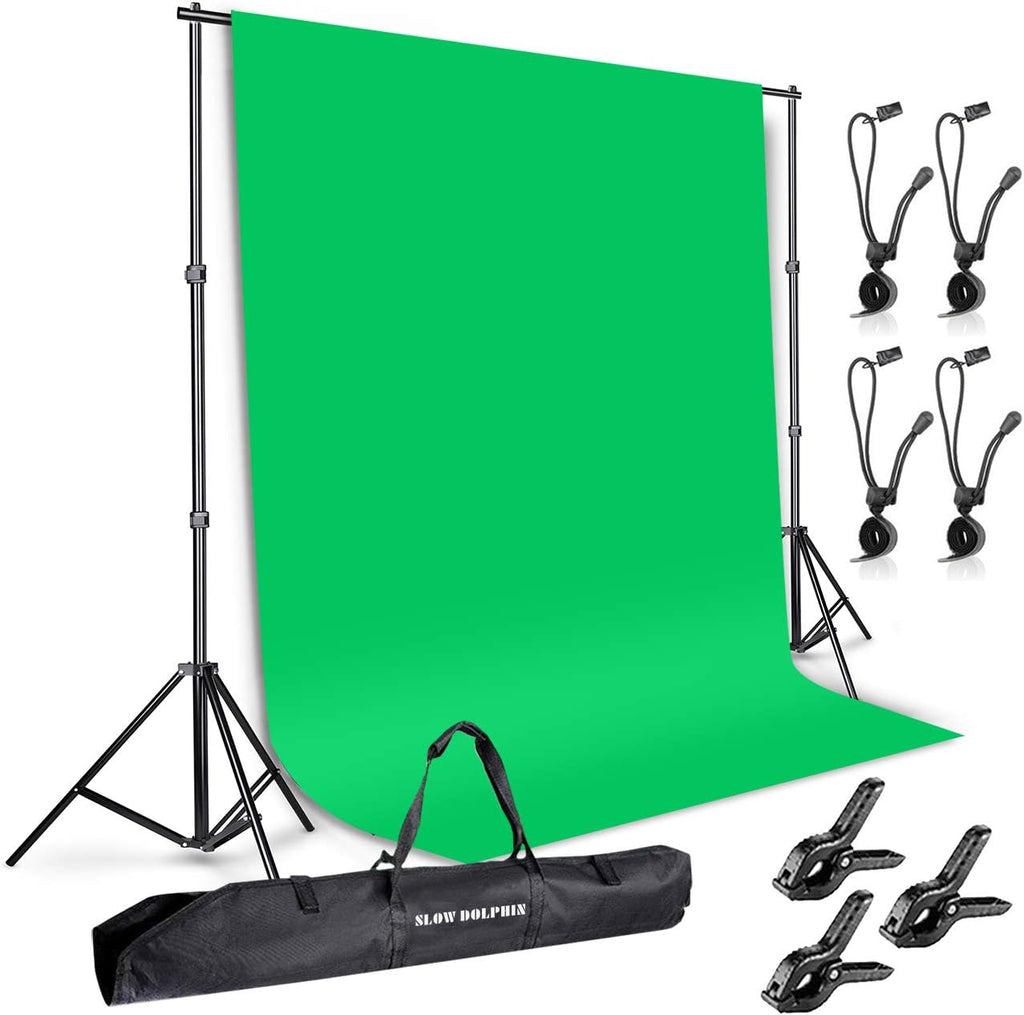 100% Pure Muslin 6.5 Ft x 10 Ft Chromakey Green Screen Backdrop with Backdrop Stand Kit N785975