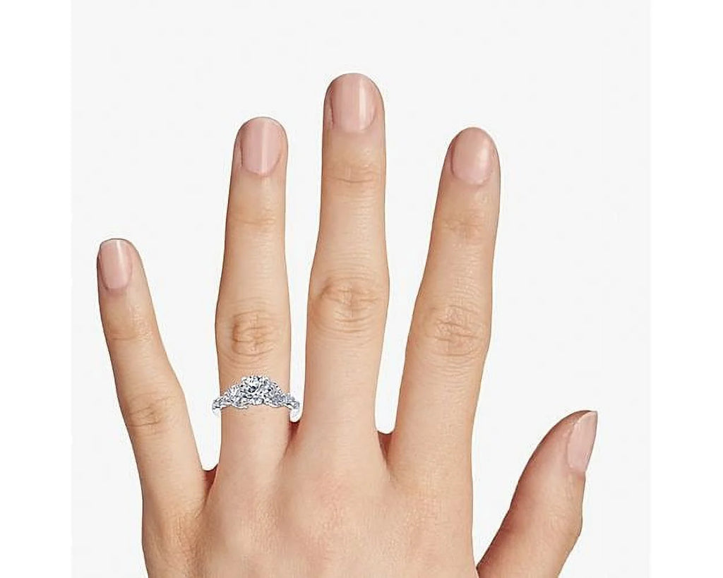 Solid 14K White Gold Solitaire Wedding Ring Y81769