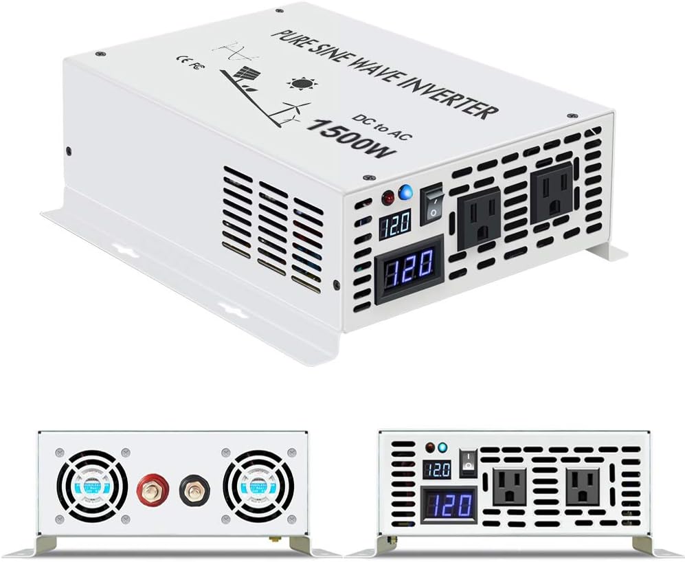 1500W Pure Sine Wave Power Inverter 12VDC to 120VAC I840402