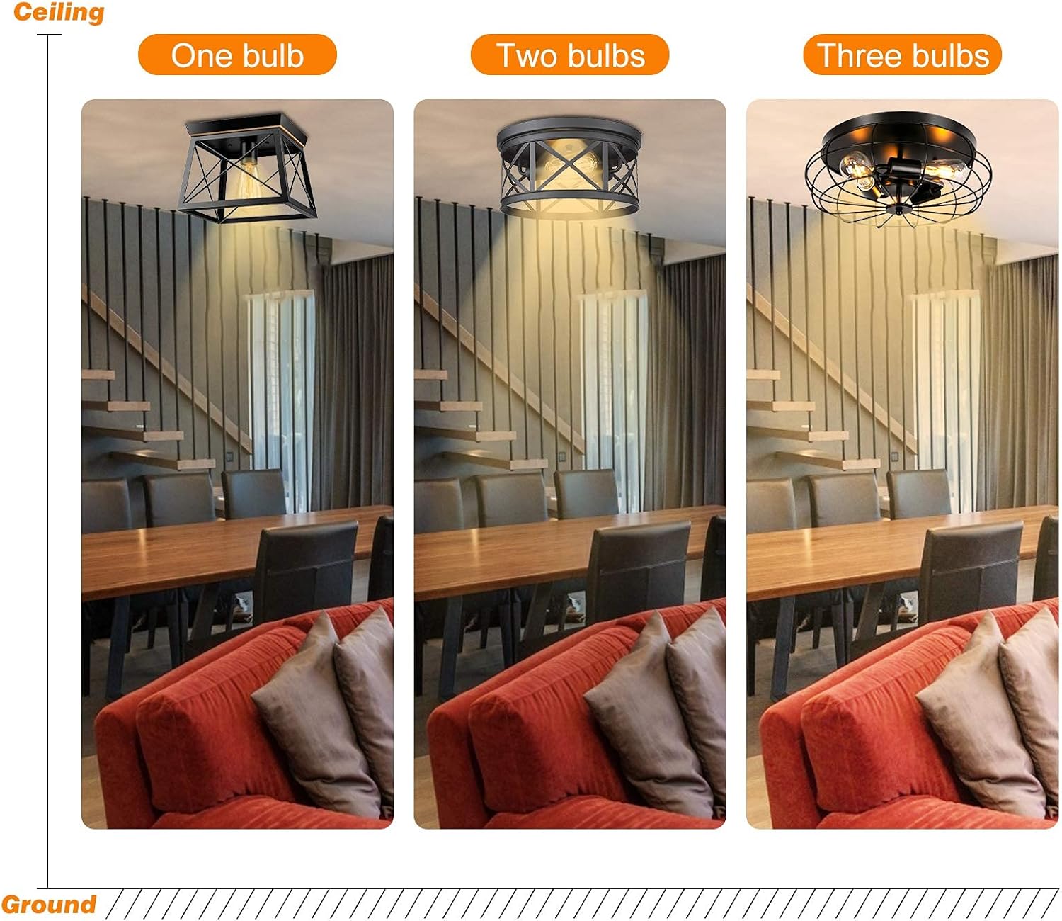 Vintage Semi Flush Mount Ceiling Light T91937