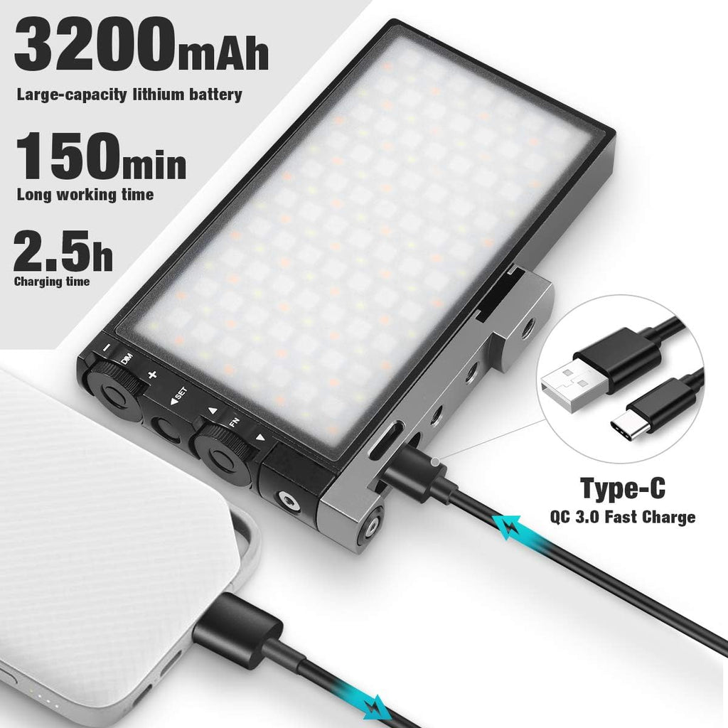 RGB Video Lighting with Portable Tripod Stand, LED Camera Light Kit, 8500K Light Panel with Aluminum Alloy Body L645