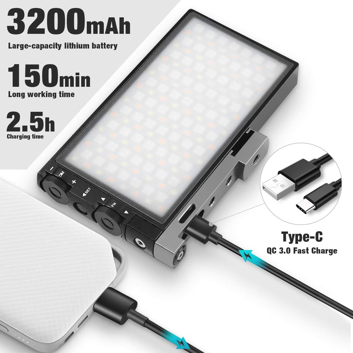 RGB Video Lighting with Portable Tripod Stand, LED Camera Light Kit, 8500K Light Panel with Aluminum Alloy Body L645