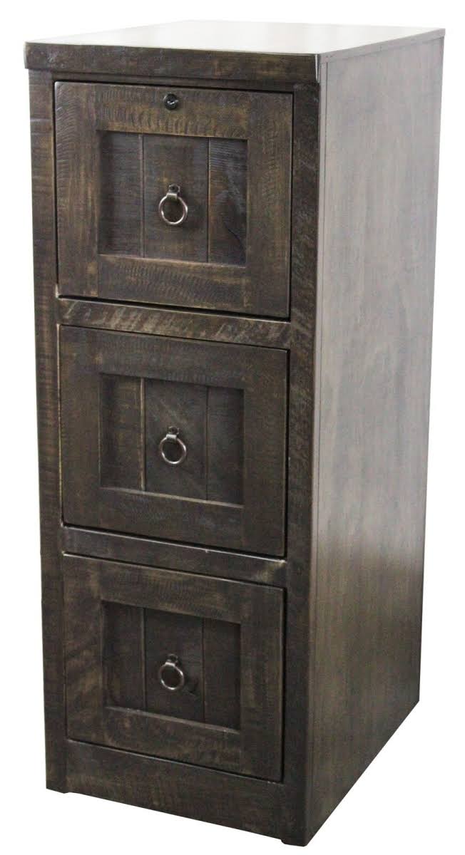 Rustic 3 Drawer File Cabinet Burnt Red U6555
