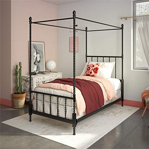 Black Twin Size Metal Canopy Bed Frame F445