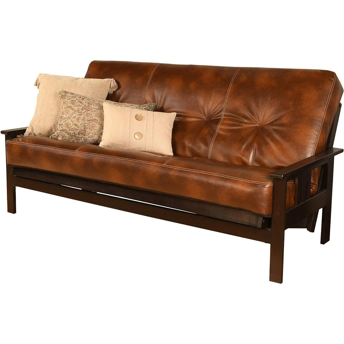 Espresso Finish Futon Frame with Saddle Mattress W7060