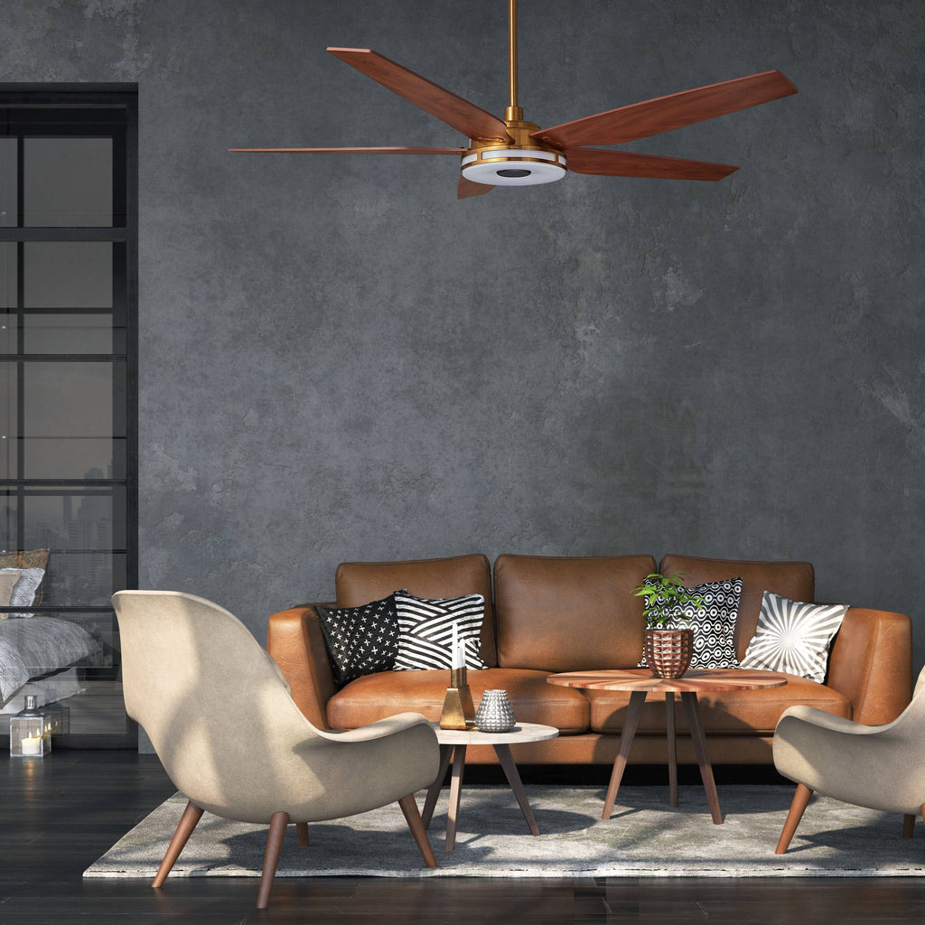Gold Smart Ceiling Fan with Dimmable LED Light and Remote O355