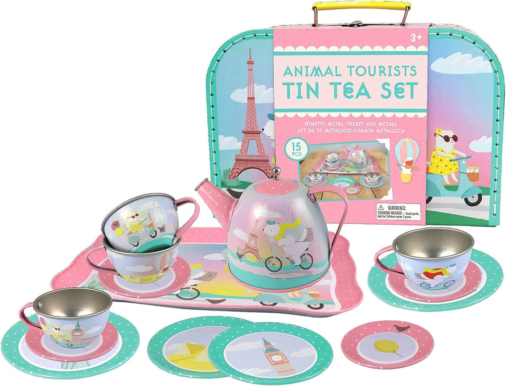 15 Piece Tin Tea Set with Carry Case V95589