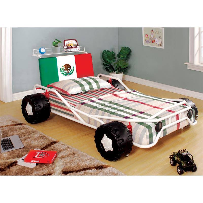 White Faux Leather Twin Youth Bed B650726