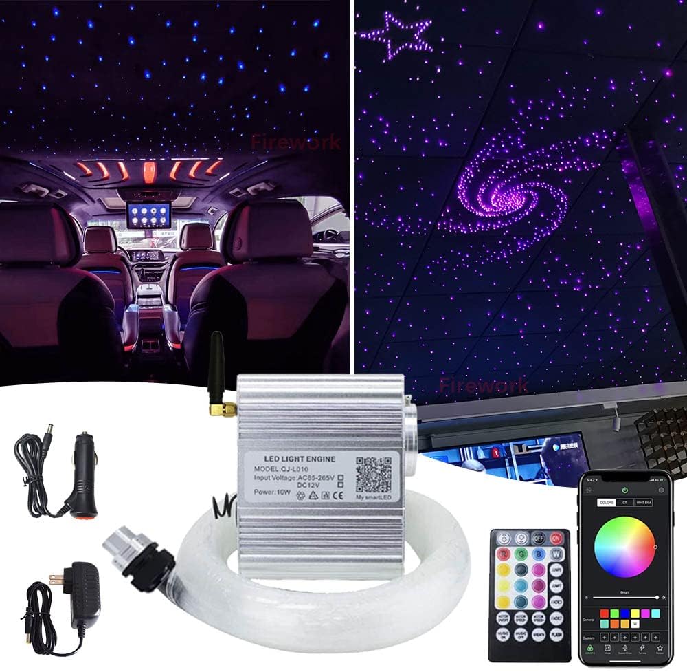 Bluetooth RGBW LED Fiber Optic Star Ceiling Light Kit 460pcs 9.8ft W947721