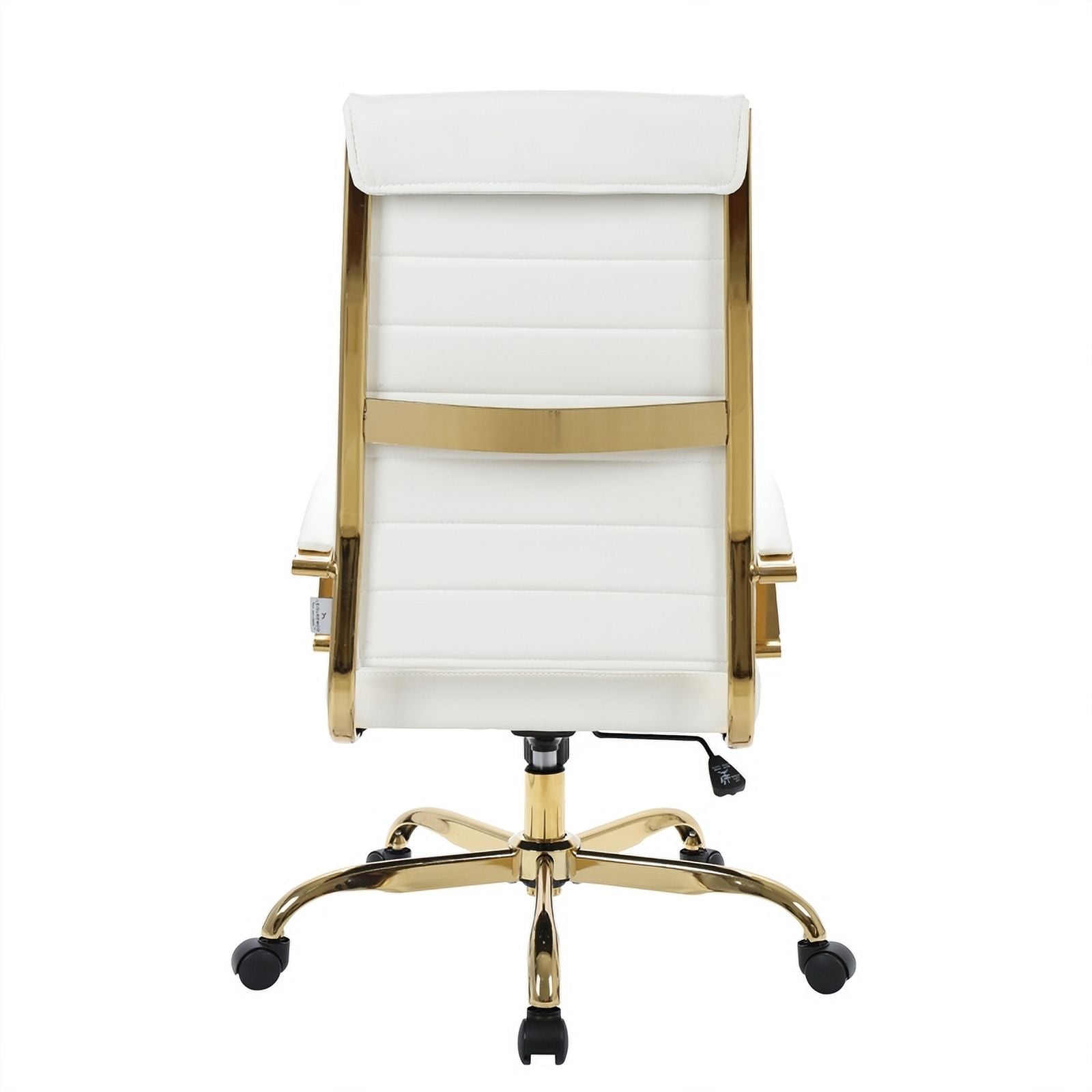 Modern Faux Leather High-Back Office Chair in White/Gold H27718