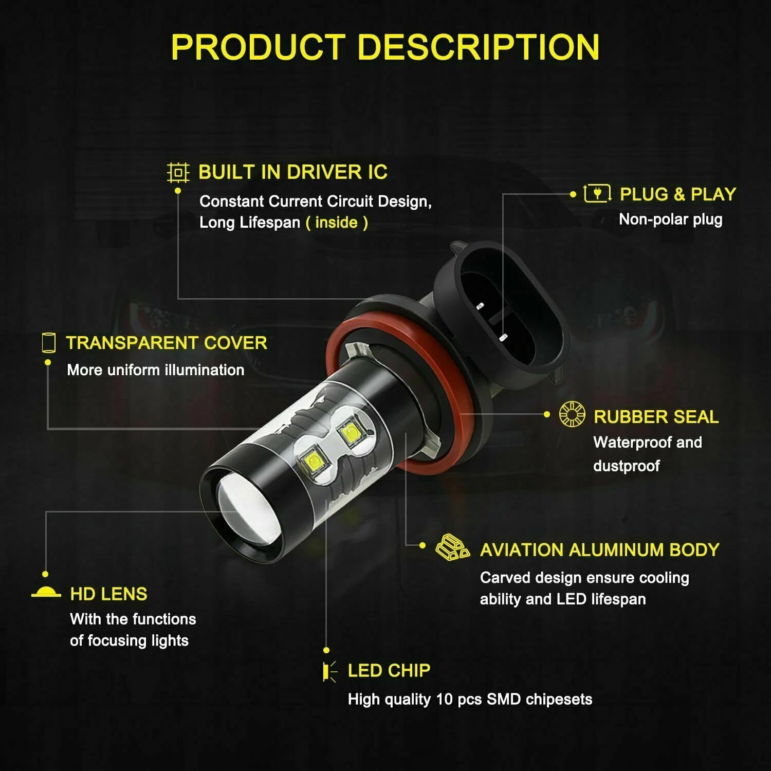 LED Headlight Bulbs 4pcs Z830