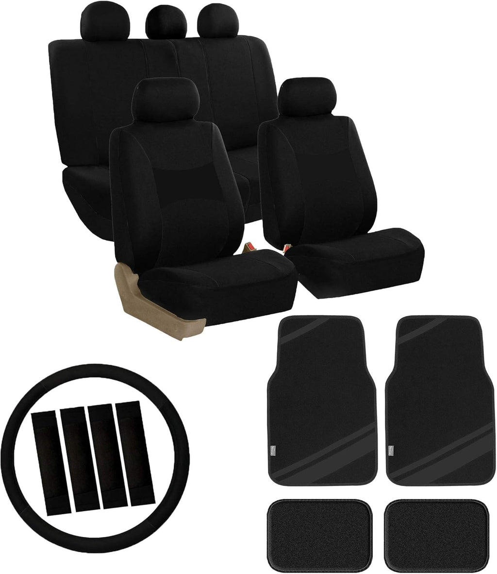 Pink Car Seat Covers Full Set with Floor Mats Steering Wheel Cover and Seat Belt Pads N1984