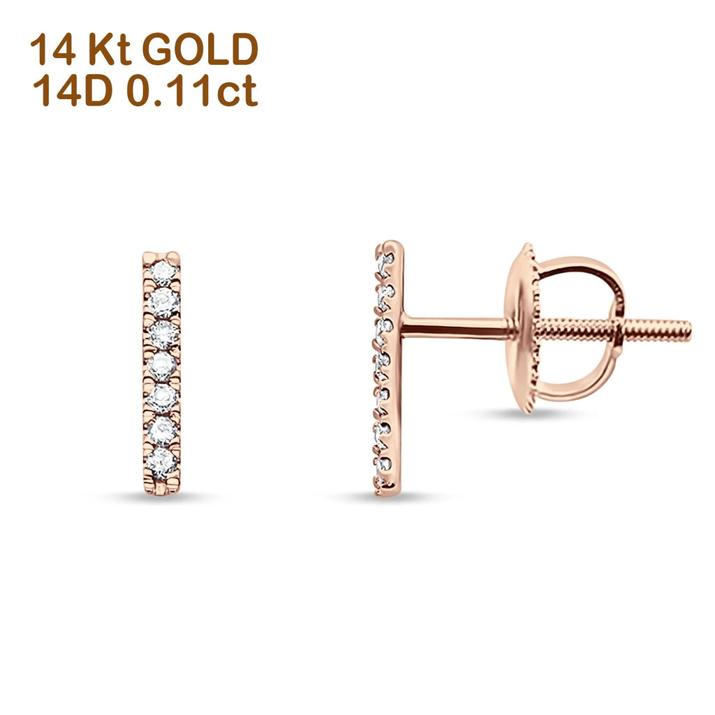 14K Rose Gold Diamond Stud Earrings With Screw Back Closure L858825