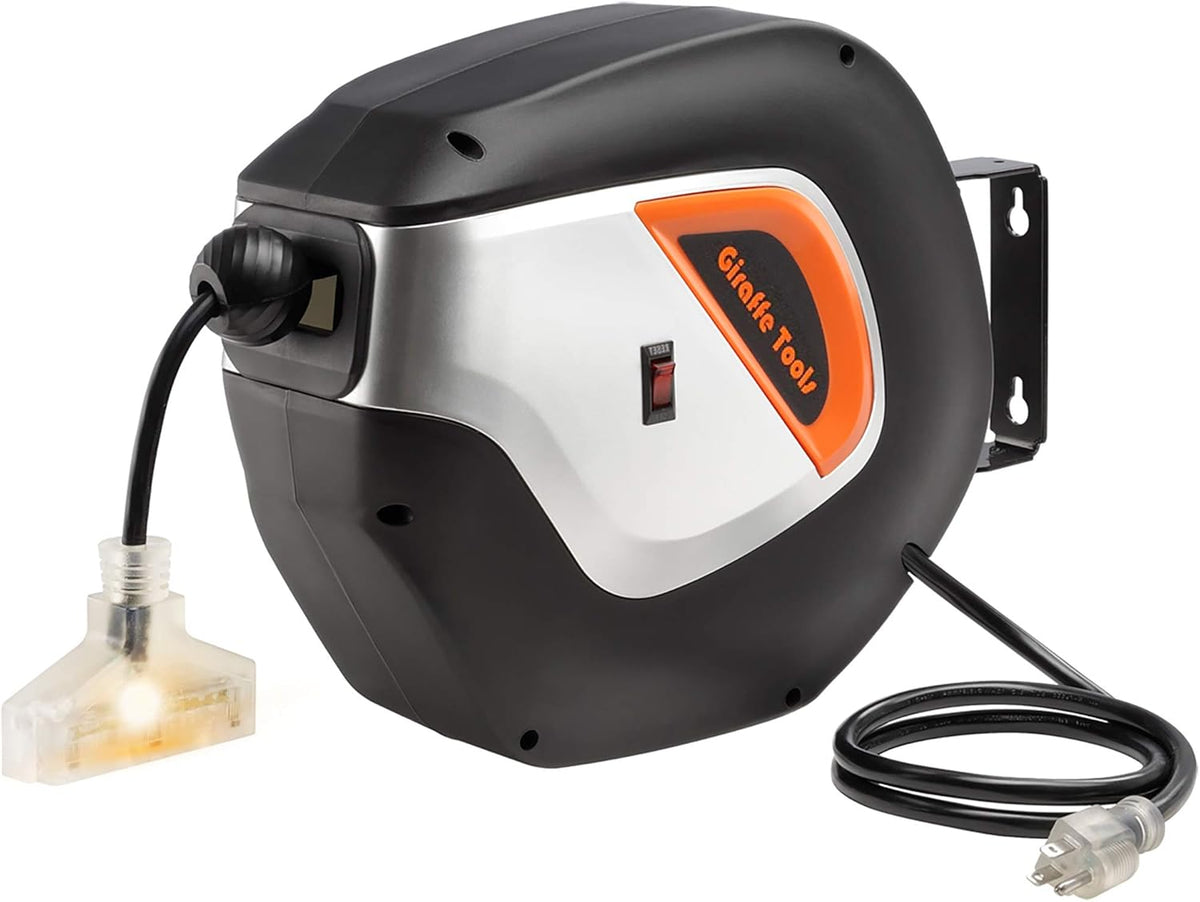 Retractable 14AWG x 50 feet Power Cord Reel with Swivel Bracket B511