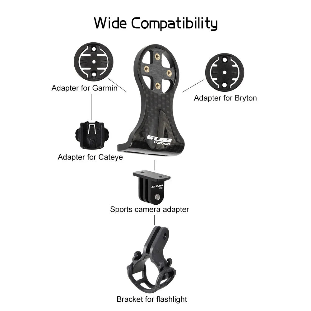 Carbon Fiber Bike Computer Mount Holder with Camera Adapter and Flashlight Holder G27767