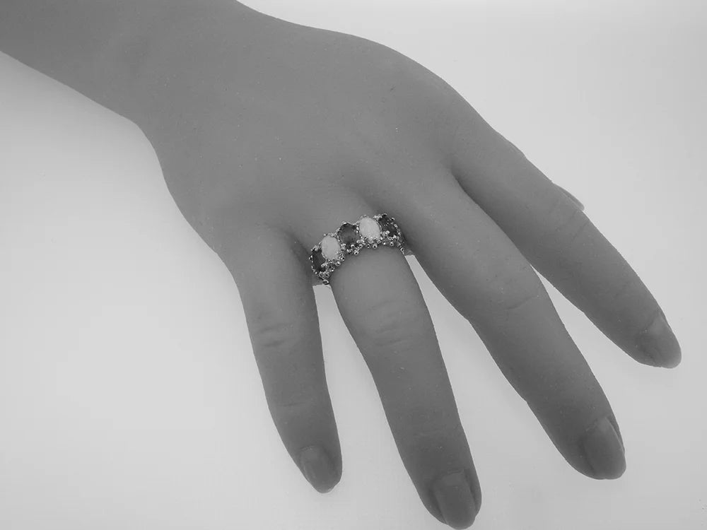 10k Yellow Gold Ruby Opal Eternity Ring E12269