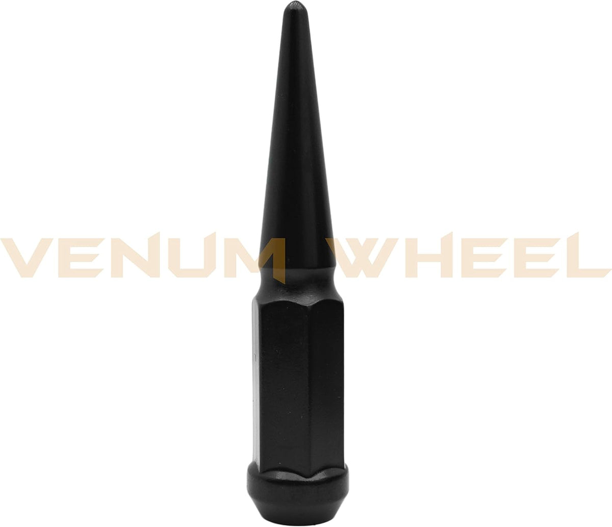 20 Pc Black Solid Spike Metal Lug Nuts with 1 Key D73263