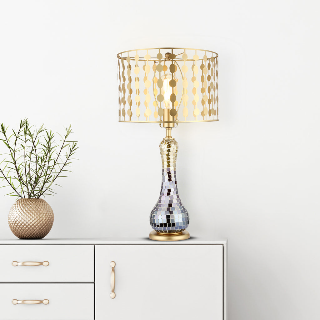 Silver and Gold Mirror Mosaic Table Lamp U133