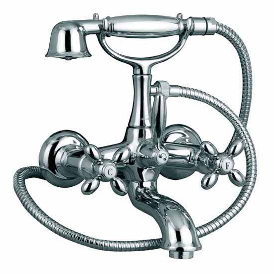 Brushed Nickel Wall Mounted Tub Faucet with Hand Shower G4004